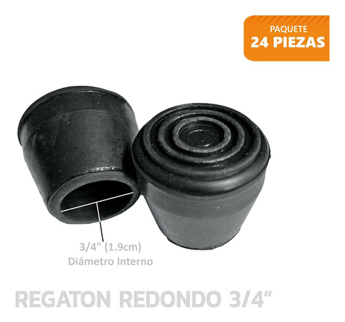 Paquete 24pzs Regaton De Barril De Hule De 3/4 Negro