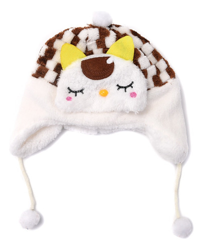 Gorro Abrigo Infantil Coya Con Gato Gatito Pompones Peluche 