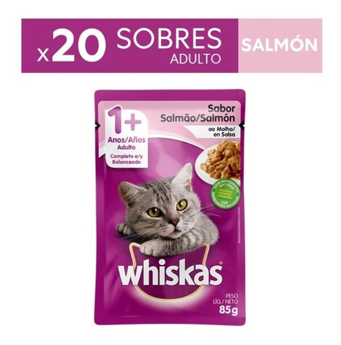 Whiskas Alimento Húmedo Para Gato Adulto Salmón (pcx20un)