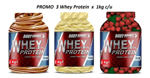 3 Whey Protein 1 Kg C/u. Proteína Pura. Body Advance