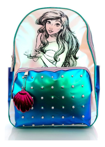 Mochila Princesas Disney Ariel Original Nueva Oficial Color Azul Diseño de la tela ALTA CALIDAD