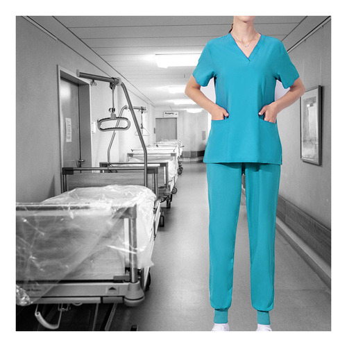 Uniforme Scrub Set Top Y Pantalones Lavable A Máquina Traje