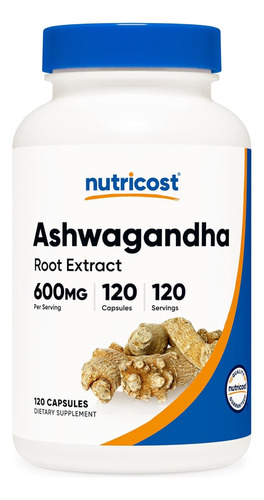Suplemento De Ashwagandha Nutricost 600 Mg 120 Capsulas Resp
