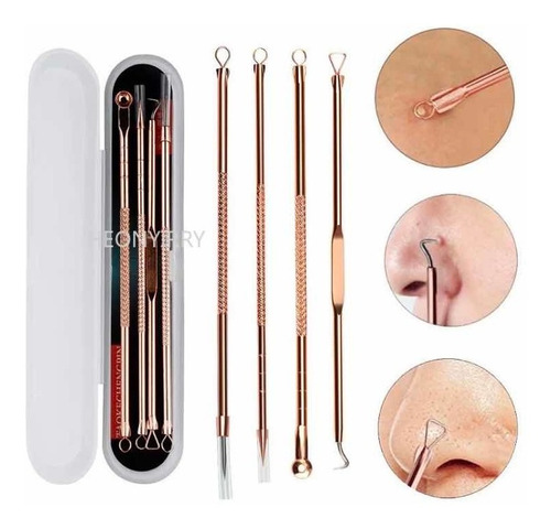 Set Limpieza Facial 4 Piezas Acero Acné Piel Poros