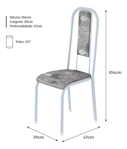 Conjunto Kit Jogo 6 Cadeiras Metal Aço Prata Cozinha Jantar Almofadada  Overlar: Produtos para sua casa, móveis, tecnologia, brinquedos e  eletrodomésticos