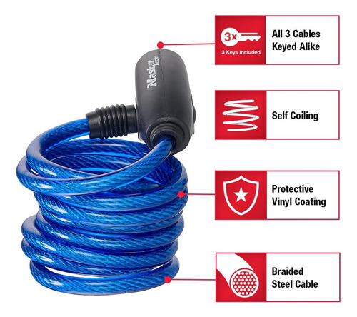 Master Lock 8127tri Cables Para Candado De Bicicleta Con ...