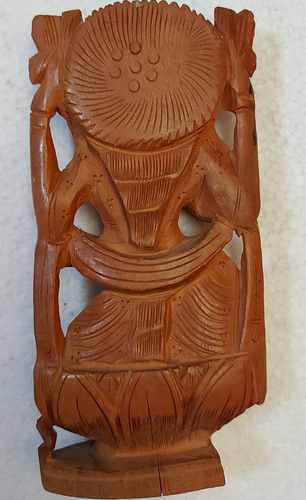 Antigua Figura Hindú Tallada En Madera Sándalo 15cm (Usado)