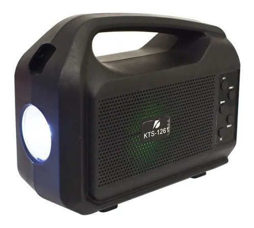 Bocina Bluetooth Con Panel Solar Y Linterna Kts-1261 T2760 Color Negro
