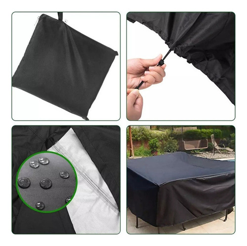 - Funda For Muebles De Jardín, Color Negro-210d-200x160 X .
