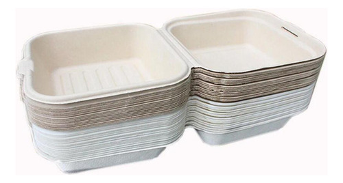 6x6 Bagasee Clamshell Cajas Beige 50 Piezas El 15x15x8cm