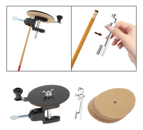 Kit De Abrazadera Para Lijadora De Taco De Billar, Con Papel