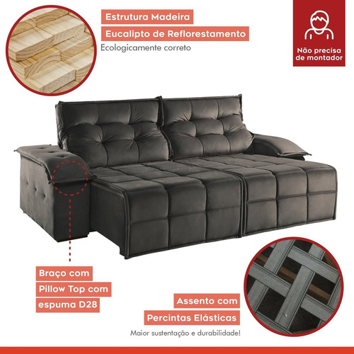 Sofá Retrátil E Reclinável 290cm 2 Lugares M122