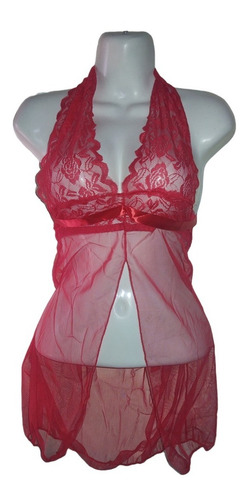 Camison Lenceria Para Dormir Babydoll Rojo Moño R233