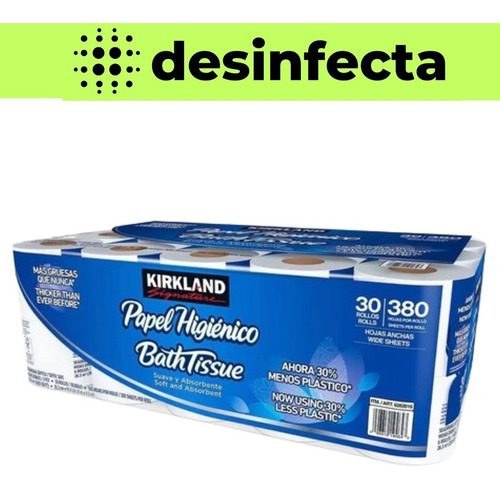 Papel Higiénico Kirkland Signature 30 Rollos 380 Hojas Baño