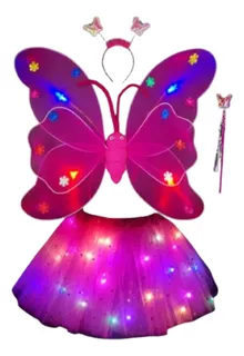 Fantasia Feminina Adulta Infantil Asas Borboleta Led