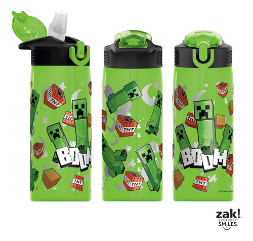 Zak Designs Botella Diseño De Minecraft, Plástico 16 Y 25 Oz Minecraft 25 Oz