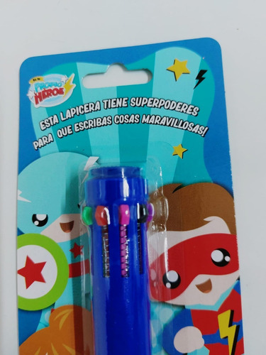 Super Lapicera Retractil. 10 Colores. Se Tu Propio Heroe.