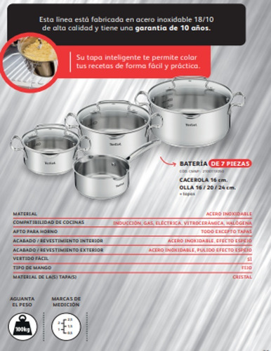 Imagen 5 de 6 de Cacerola 18 Cm + Tapa Duetto G7192355 Tefal