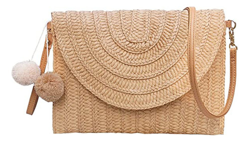 Bolso De Hombro De Paja For Mujer, Casual, De Playa, Verano