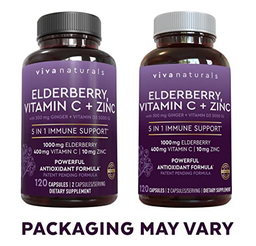 Viva Naturals Baya De Sauco, Vitamina C, Zinc, Vitamina D3 5