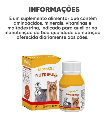 Suplemento Vitamínico Para Cachorro Nutrifull Dog 30 Ml