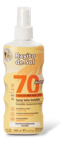 Rayito De Sol Spray Solar Invisible Fps70 X 195ml