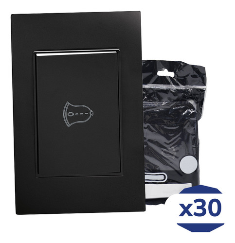 Placa Contacto Timbre Negro Mate 77x124mm Premium Artlite Apl-313 Paquete 30 Piezas