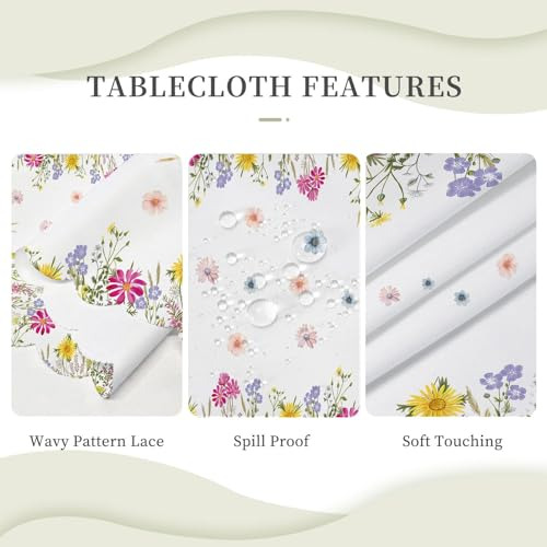 Mantel Rectangular Floral Impermeable Para Hogar Y Fiesta 15