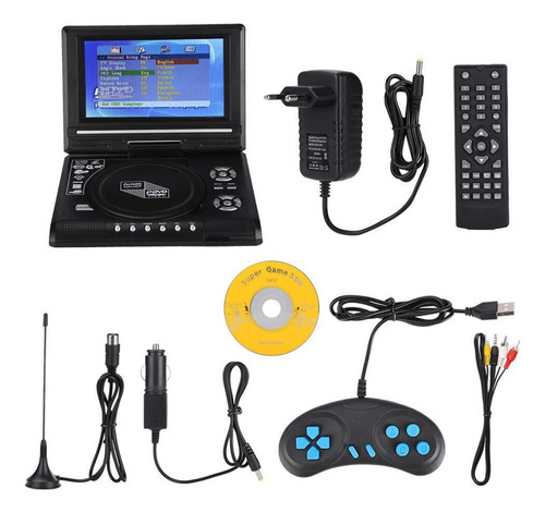 Dvd Portátil De 7 Pulgadas Pantalla Recargable Tv Car Player