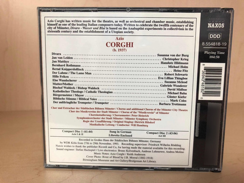 Ópera Cd Corghi Divara Basser Und Blut Agua Y Sangre