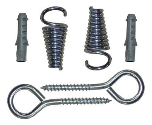 Kit De Ganchos Pitão Com Bucha E Mola Para Fixação De Varal Prateado
