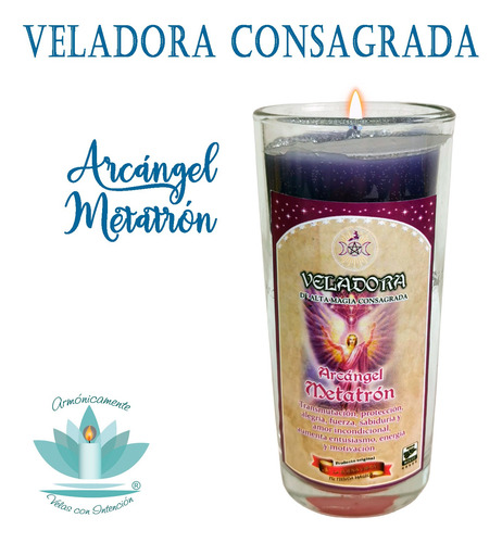 Veladora Arcángel Metatrón - La Buena Vibra Violeta Y Rosa