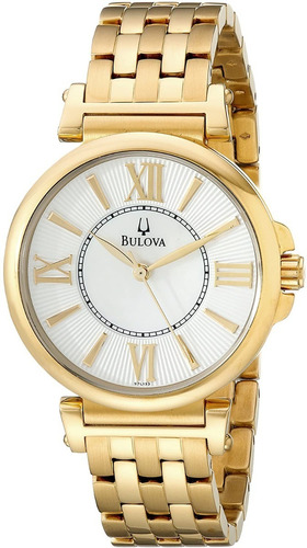 Reloj Bulova 97l133 100% Acero Pvd Gold Ladies Watch Fan