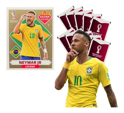 Kit 4 Figurinhas Legend Gold Neymar Jr Copa Qatar 2022 - Desconto no Preço