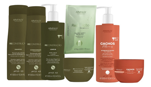 Kit Arvensis Cachos Ondulados Reconstrução Unidose 7 Itens