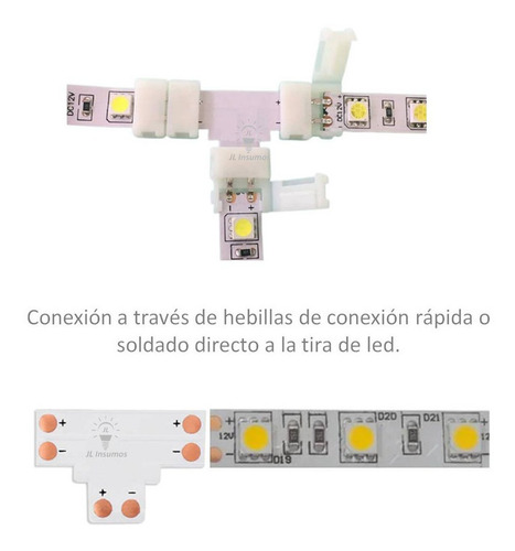 Imagen 2 de 3 de Pack 3 Conector Union T Para Tira De Led 5050 5630