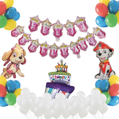 Kit Decoracion Cumpleaños Paw Patrol Globos Adornos X 1
