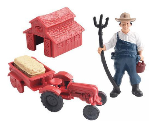 2 Mini Granero Granja Juguetes Tractor Playset, 3 Piezas