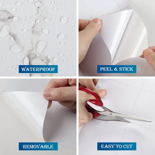 Funstick Papel De Contacto De Mrmol Blanco Para Encimera, Pa