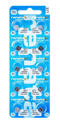 Imagem 1 de 4 de 10 Pilhas Baterias 377 1.55v Renata Relógio De Pulso Casio