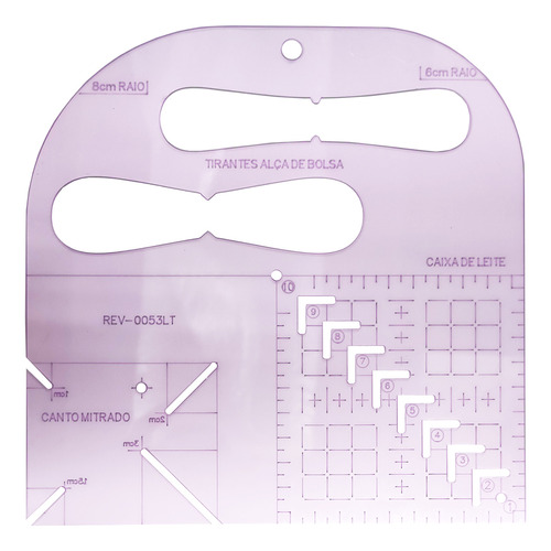 Régua Gabarito Caixa Leite Canto Mitrado Tirantes Alça Bolsa
