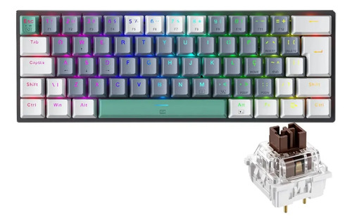 Teclado Mecânico K500-b61 Rgb Switch Brown Machenike Cinza Português Brasil