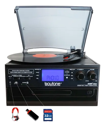 Boytone Bt-22b, Tocadiscos Bluetooth, Radio Am/fm, Cassette.