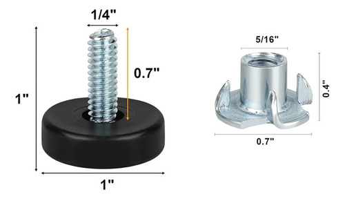 Patas Ajustables Para Muebles, 24 Unidades, Roscadas Y Atorn