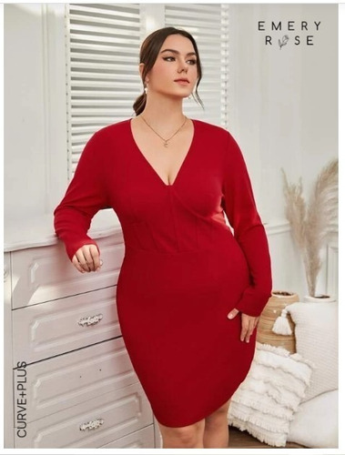 Vestido Rojo Ajustado Tallas Extra Curvy Envio Incluido | Envío gratis