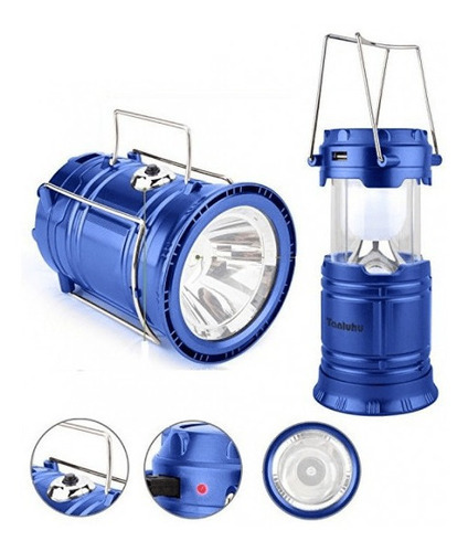 Lampiao E Lanterna Led Recarregavel Solar E Energia Ec-5800 Cor Azul 110V/220V