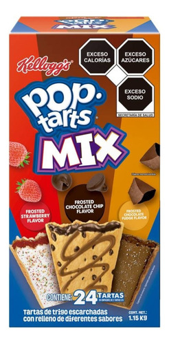 Tartas Pop Tarts Kellogg's Mix Fresa Fudge Chocolate 24 Pz