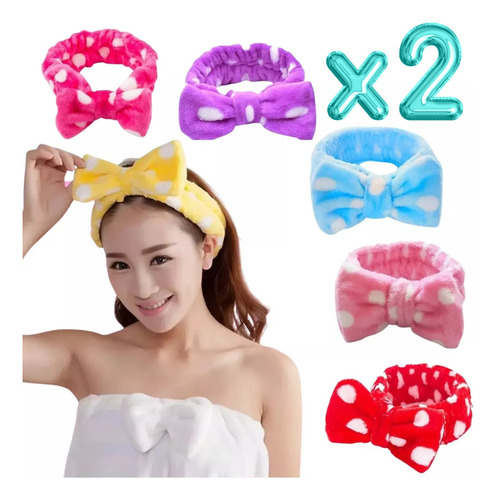2 Pz Banda Cabello Elástico Suave Moño Belleza Maquillaje F Color Al Azar