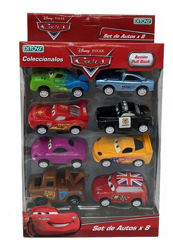 Cars Autos Set De 8 Autitos Pull Back Licencia Disney Ditoys