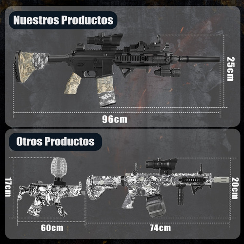 Pistola De Hidrogel M4 Automática Juguete Cinta Táctico 1:1 Negro